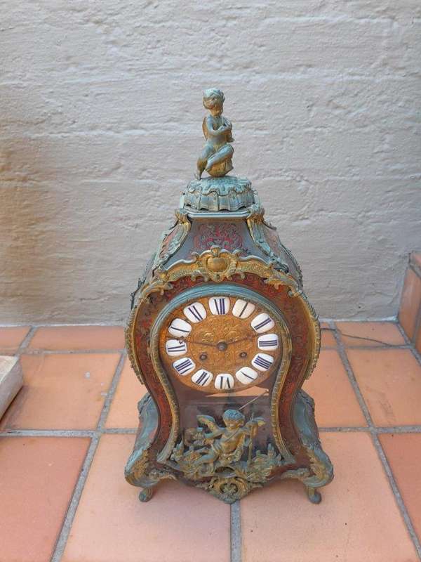 A Late 19th Century French Boulle With Ormolu, Tortoiseshell Gilt Metal Clock
