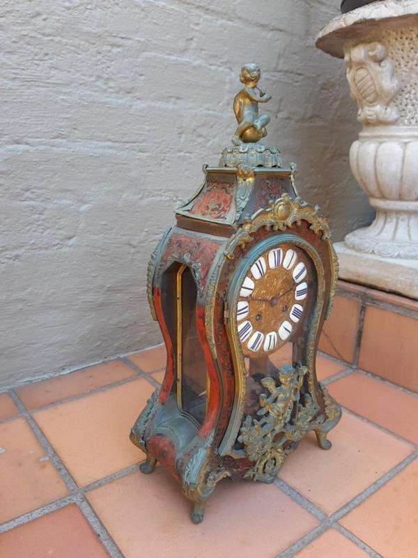 A Late 19th Century French Boulle With Ormolu, Tortoiseshell Gilt Metal Clock