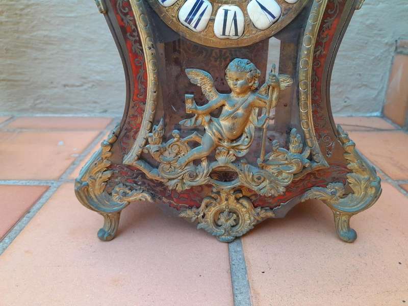A Late 19th Century French Boulle With Ormolu, Tortoiseshell Gilt Metal Clock