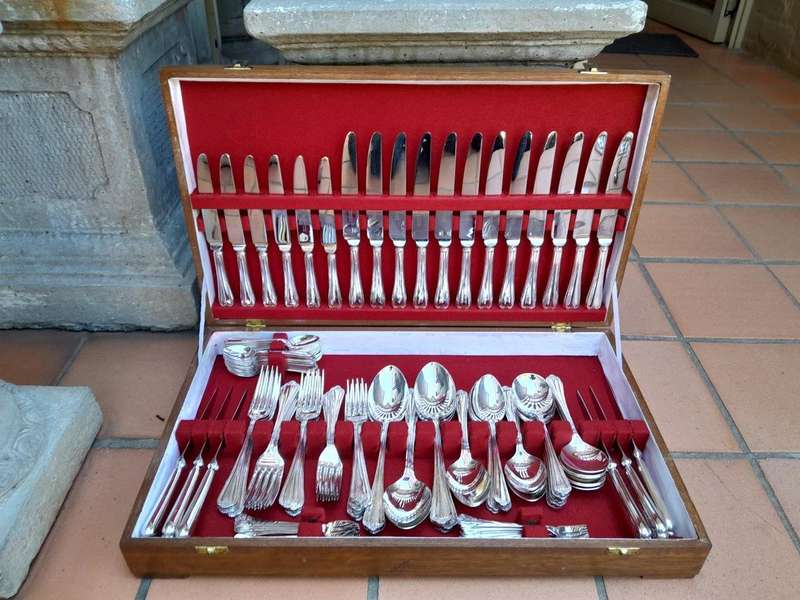 A 12 Place Cutlery Set By Spear & Jackson EPNS Silver-Plate In A Canteen Comprising