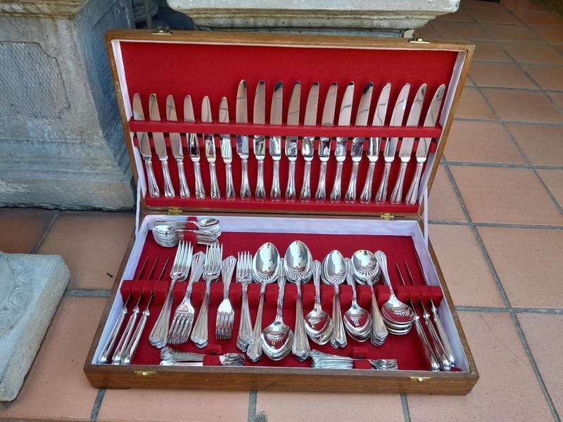 A 12 Place Cutlery Set By Spear & Jackson EPNS Silver-Plate In A Canteen Comprising
