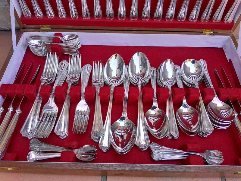 A 12 Place Cutlery Set By Spear & Jackson EPNS Silver-Plate In A Canteen Comprising