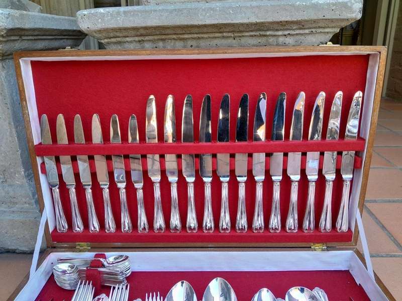 A 12 Place Cutlery Set By Spear & Jackson EPNS Silver-Plate In A Canteen Comprising