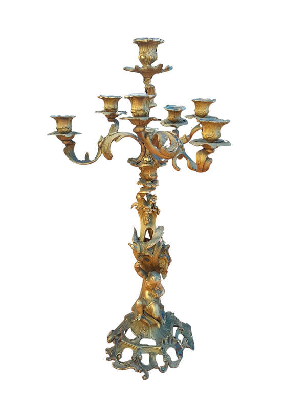 A 19TH Century French Ormolu Gilt Rococo Style Candelabra