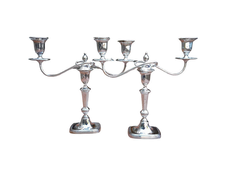 A 20th Century Pair Silver Plate Candelabras By Mappin And Webb