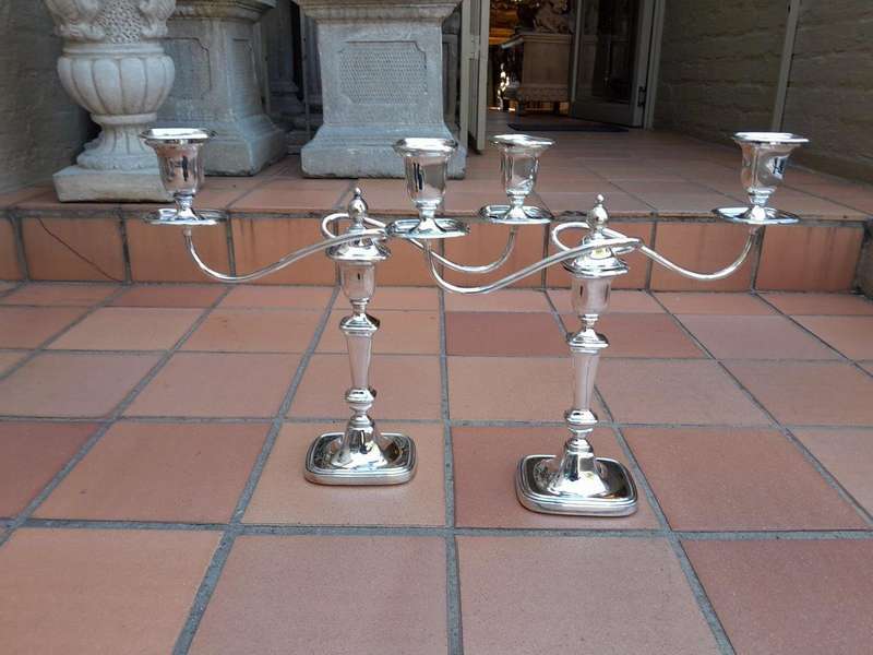 A 20th Century Pair Silver Plate Candelabras By Mappin And Webb