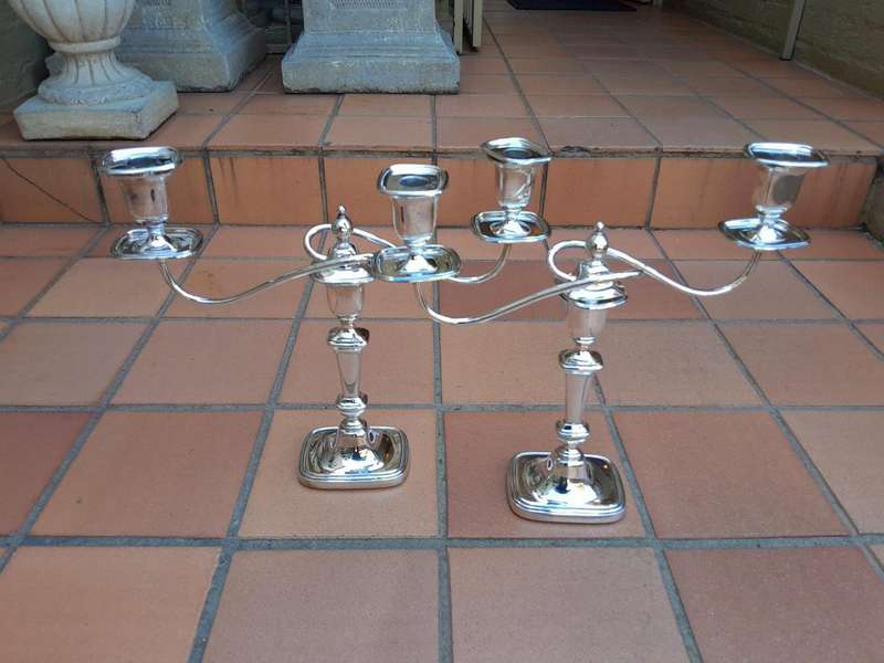 A 20th Century Pair Silver Plate Candelabras By Mappin And Webb