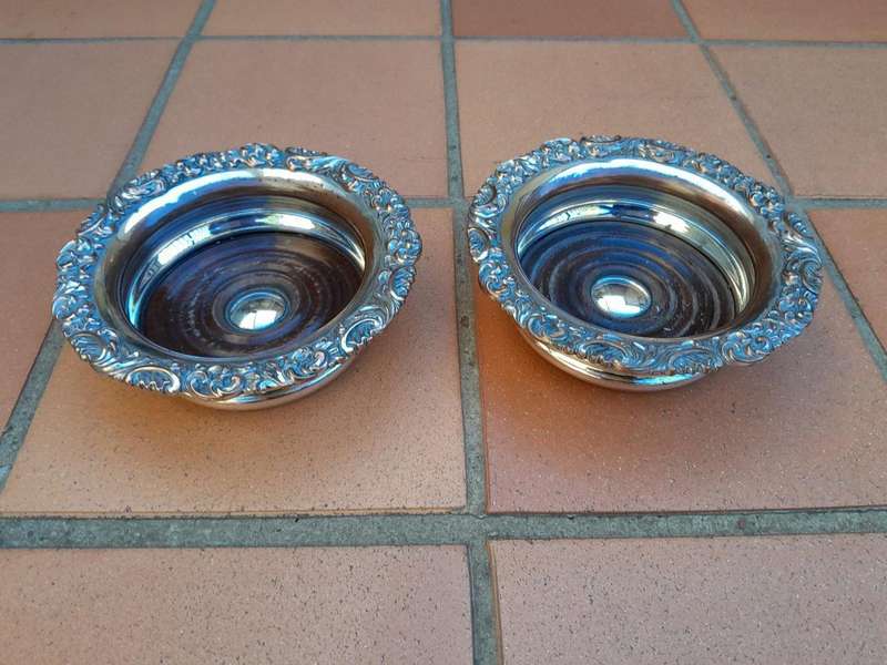 A 19th Century Pair Of Old Sheffield Plate Wine Bottle Coasters