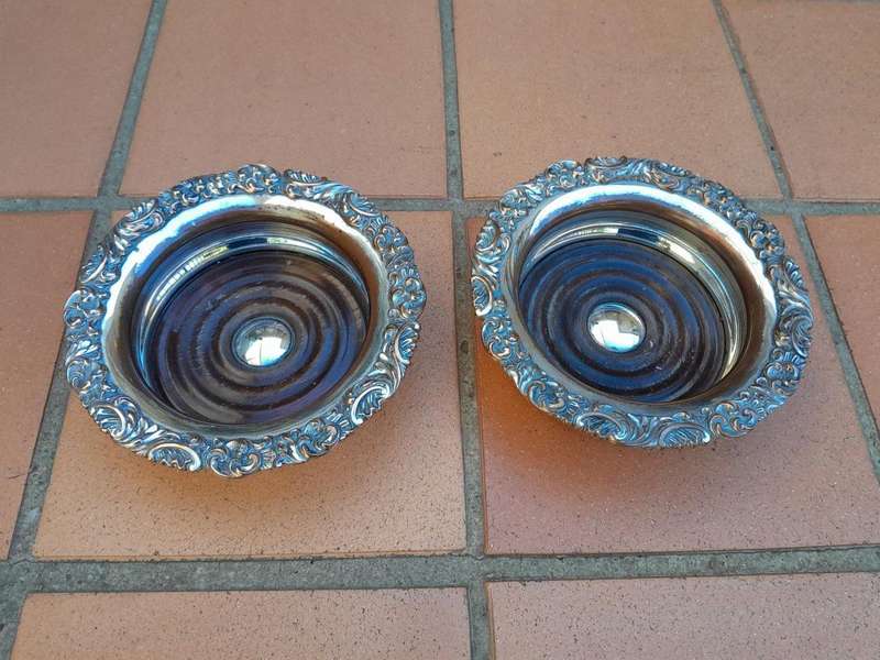 A 19th Century Pair Of Old Sheffield Plate Wine Bottle Coasters