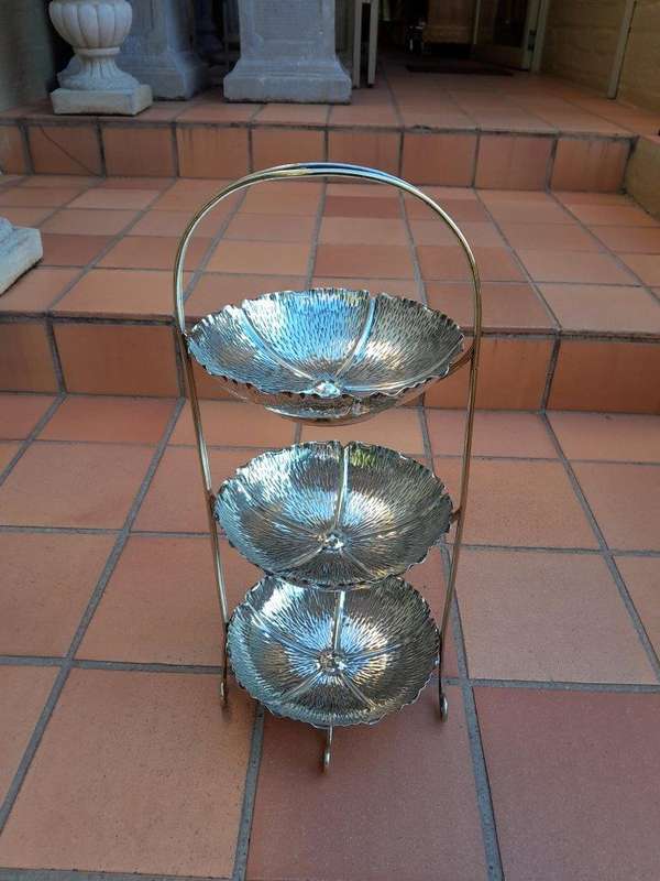 A 20th Century Silver Plated Three Tier Tea Stand