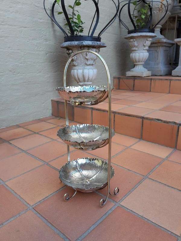 A 20th Century Silver Plated Three Tier Tea Stand