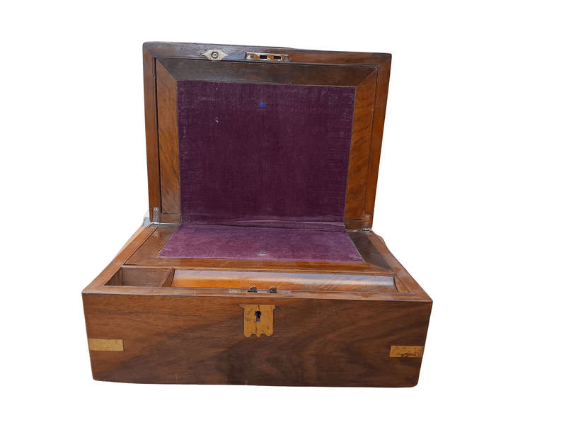 An Antique Victorian Mahogany Writing Slope With Brass Fittings