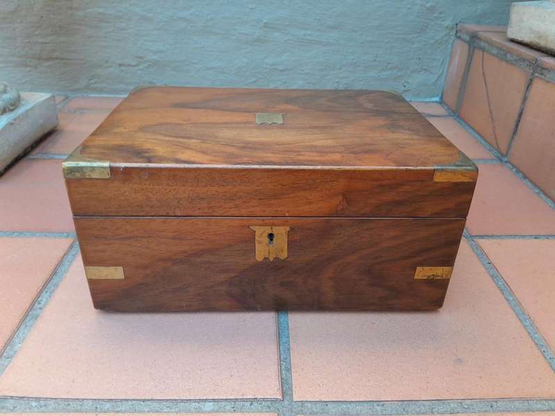 An Antique Victorian Mahogany Writing Slope With Brass Fittings