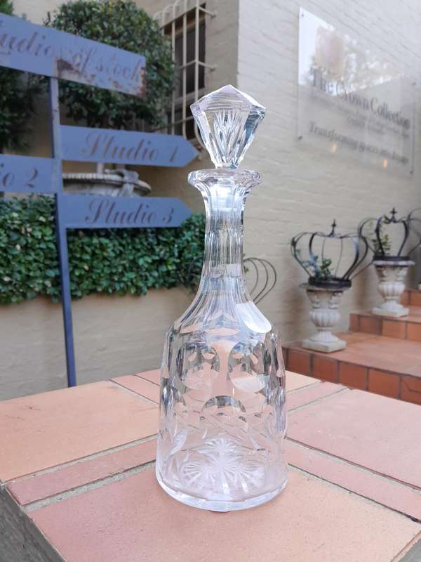 A 19th / Early 20thj Century Crystal Decanter With Polka Dots