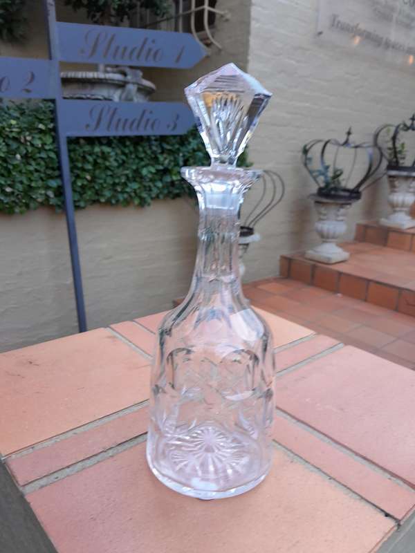 A 19th / Early 20thj Century Crystal Decanter With Polka Dots