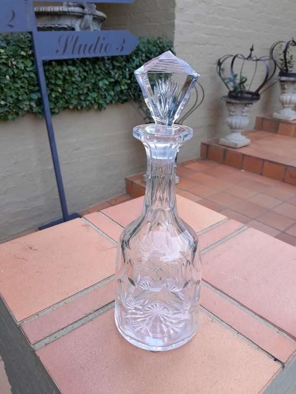 A 19th / Early 20thj Century Crystal Decanter With Polka Dots