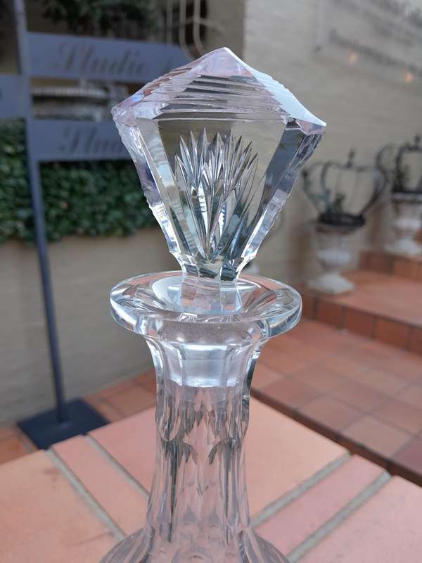A 19th / Early 20thj Century Crystal Decanter With Polka Dots
