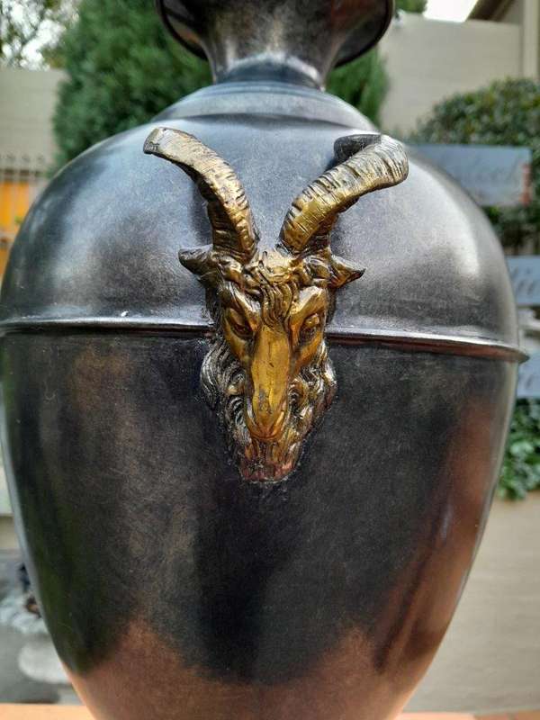 A 20th Century Maitland Smith Vase With Rams Hea