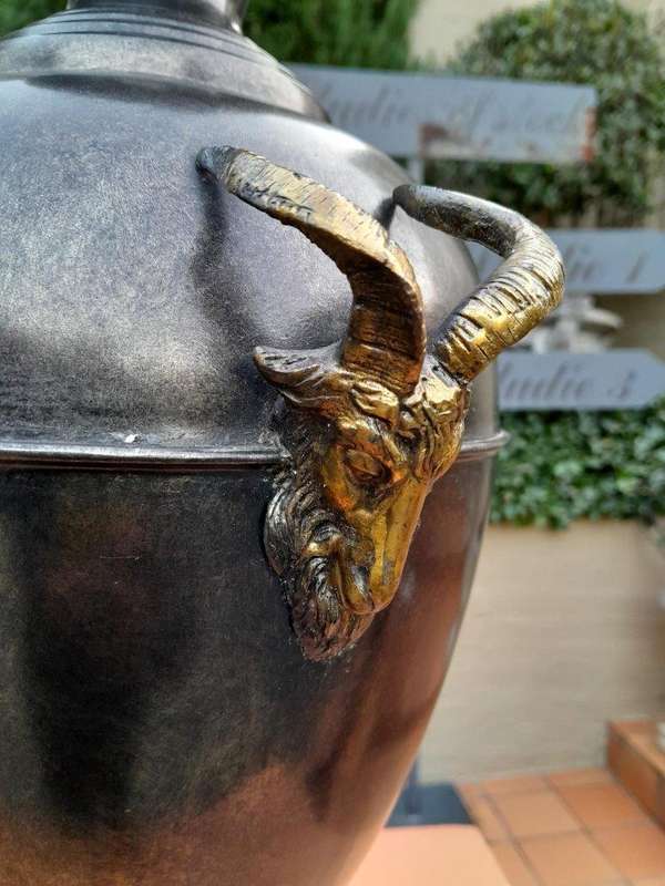 A 20th Century Maitland Smith Vase With Rams Hea