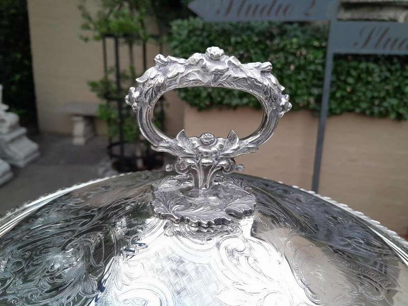 A 19th Century Silver-Plated Chafing Dish with Handle on Stand with Burner