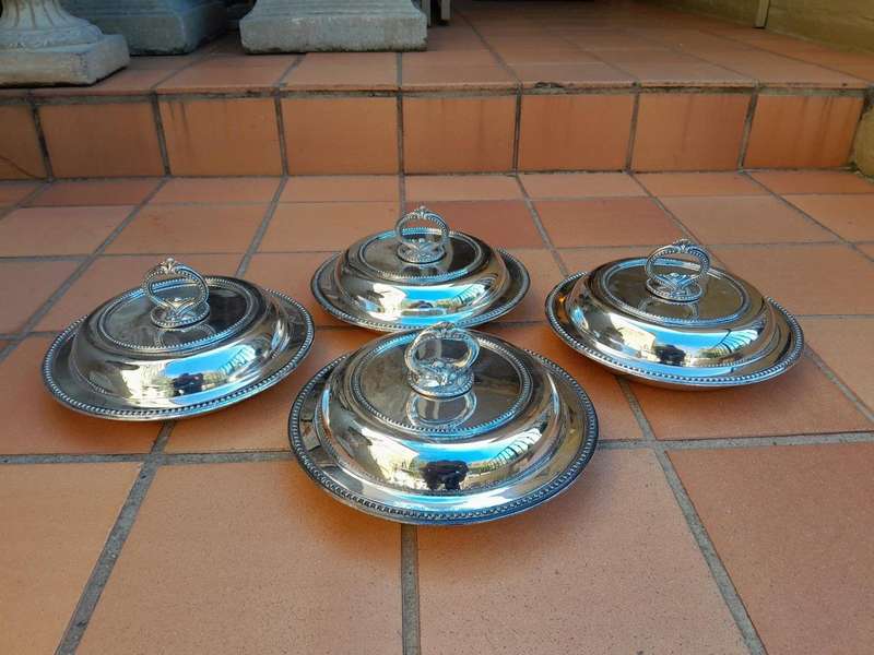 A 19th Century Set Of Four Early Victorian Sheffield Entrée Dishes With Covers