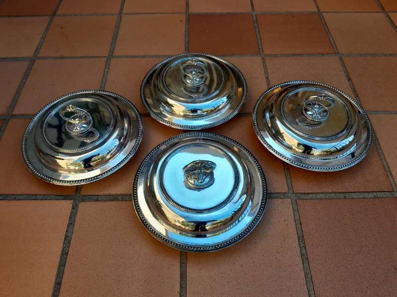 A 19th Century Set Of Four Early Victorian Sheffield Entrée Dishes With Covers