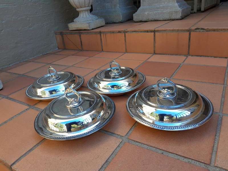 A 19th Century Set Of Four Early Victorian Sheffield Entrée Dishes With Covers