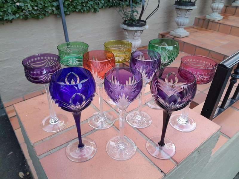 A 20th Century Collection Of Ten Bohemian Cut Crystal Wine Glasses