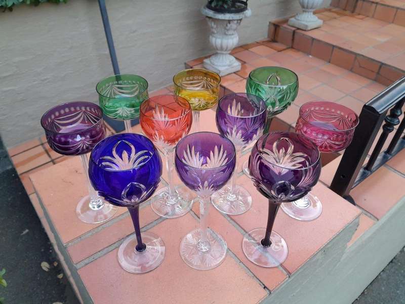 A 20th Century Collection Of Ten Bohemian Cut Crystal Wine Glasses