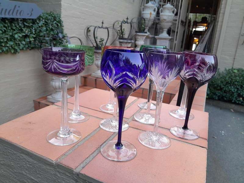A 20th Century Collection Of Ten Bohemian Cut Crystal Wine Glasses