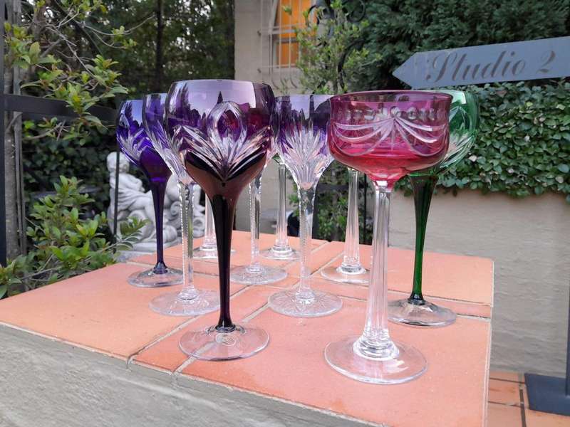 A 20th Century Collection Of Ten Bohemian Cut Crystal Wine Glasses