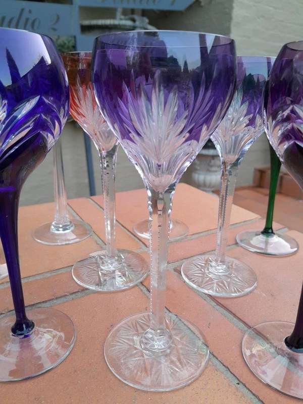 A 20th Century Collection Of Ten Bohemian Cut Crystal Wine Glasses