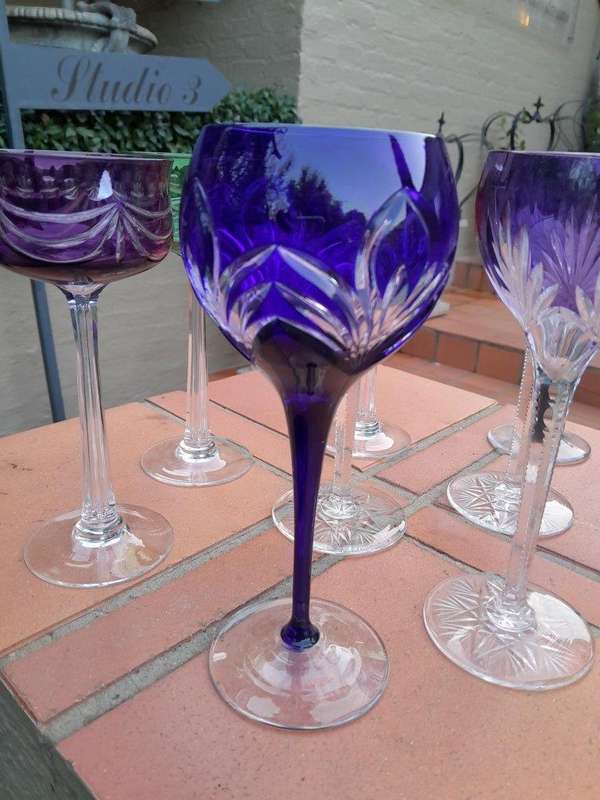 A 20th Century Collection Of Ten Bohemian Cut Crystal Wine Glasses