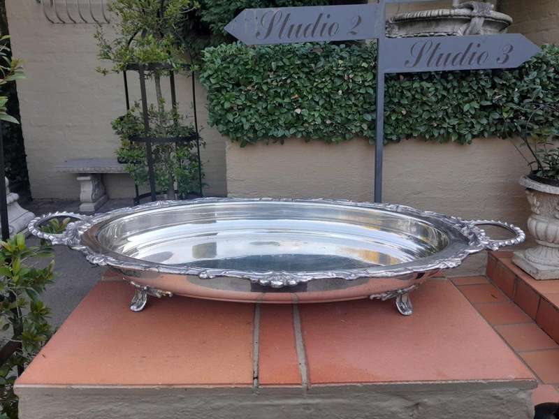 A 20thc EPNS Rococo Style Tray With Handles And On Four Feet