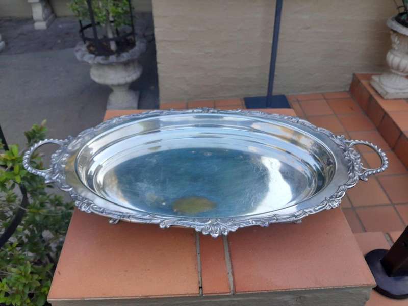 A 20thc EPNS Rococo Style Tray With Handles And On Four Feet