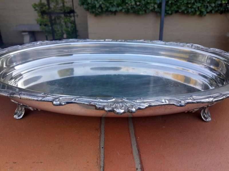 A 20thc EPNS Rococo Style Tray With Handles And On Four Feet