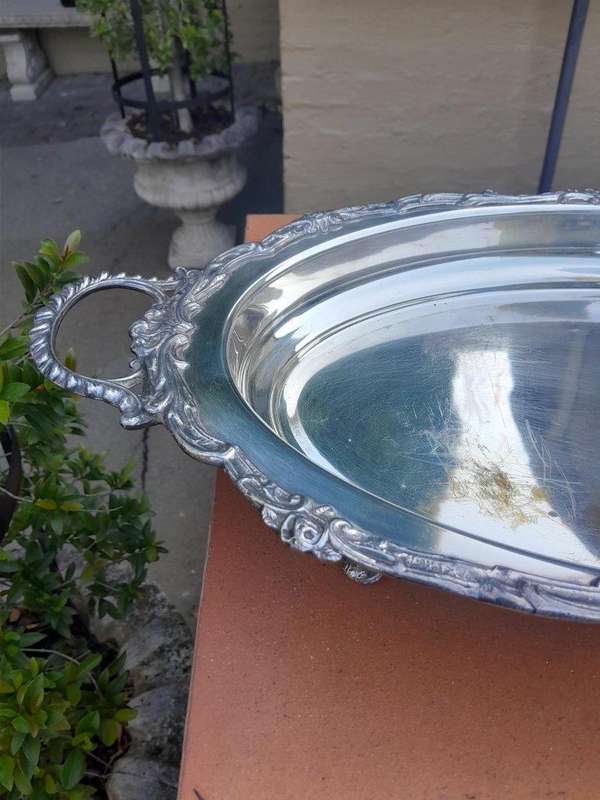 A 20thc EPNS Rococo Style Tray With Handles And On Four Feet