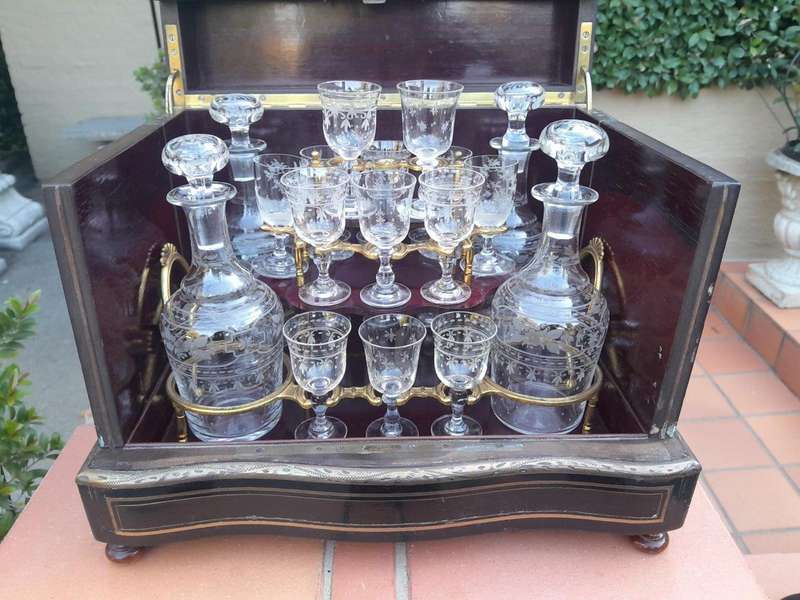 A 19th Century  French Ebonised Rosewood In An Inlaid Mother Of Pearl Case