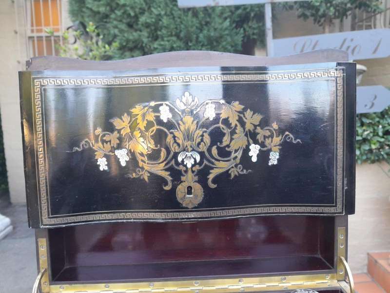 A 19th Century  French Ebonised Rosewood In An Inlaid Mother Of Pearl Case