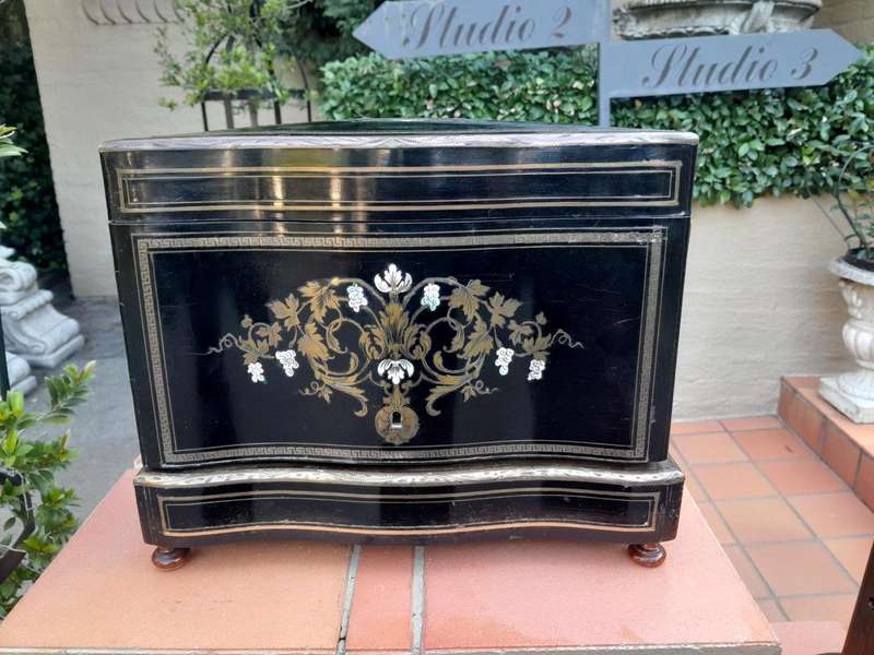 A 19th Century  French Ebonised Rosewood In An Inlaid Mother Of Pearl Case