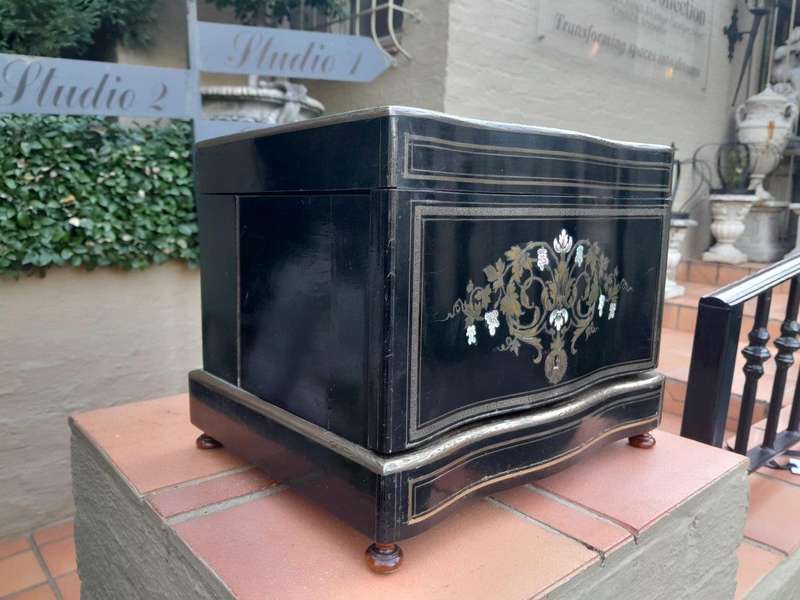 A 19th Century  French Ebonised Rosewood In An Inlaid Mother Of Pearl Case