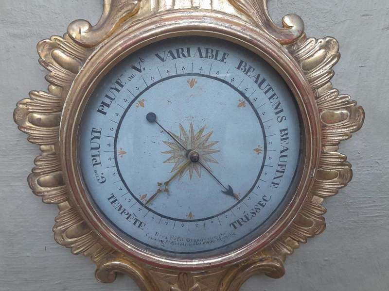 A Rare 18th Century French Paris Louis XVI Giltwood Barometer