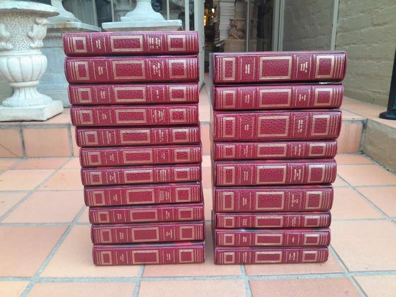 A 20th Century Collection Of Twenty French Books In Red Leather And Gilded (In Protective Sleeves)