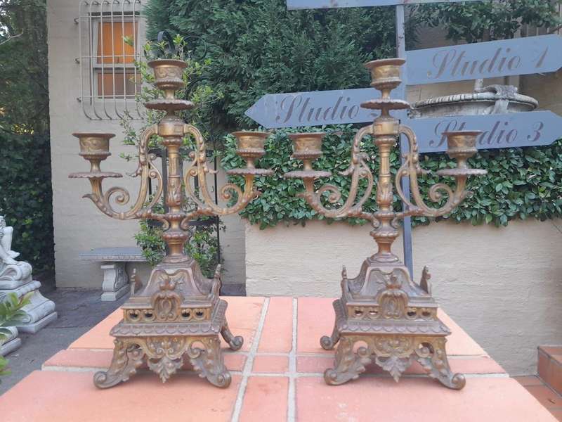 A 19th Century French Pair Of Brass Candle Holders