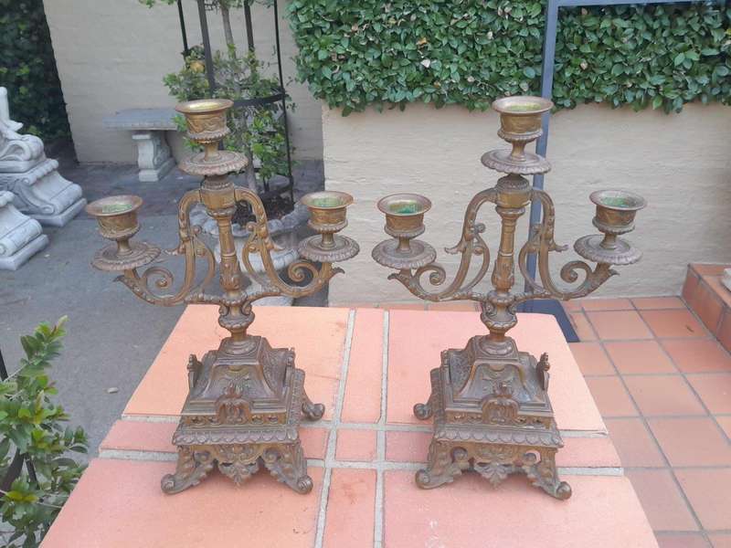 A 19th Century French Pair Of Brass Candle Holders