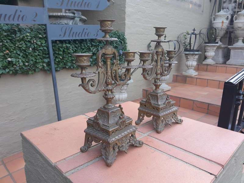 A 19th Century French Pair Of Brass Candle Holders