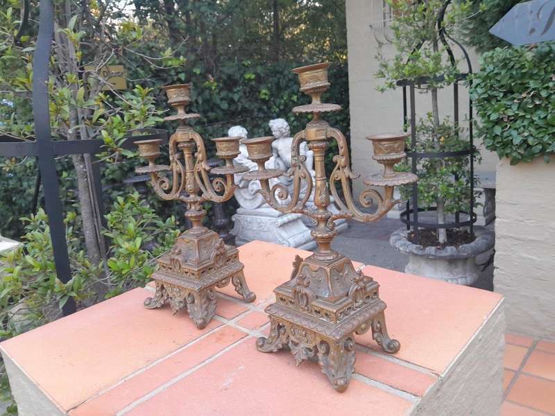 A 19th Century French Pair Of Brass Candle Holders