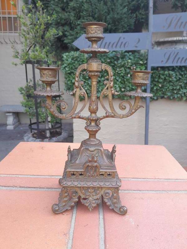 A 19th Century French Pair Of Brass Candle Holders