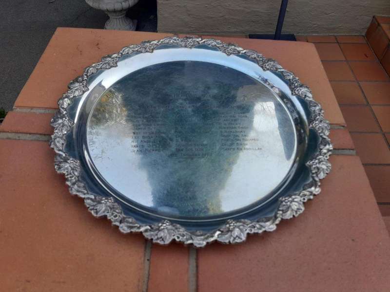 A 20th Century Silver Plated Salvor With Engravings