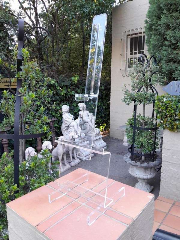 A Perspex Table Easels ND